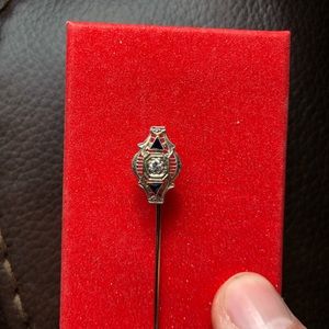 14K White Gold Diamond and Sapphire Tie/lapel Pin
